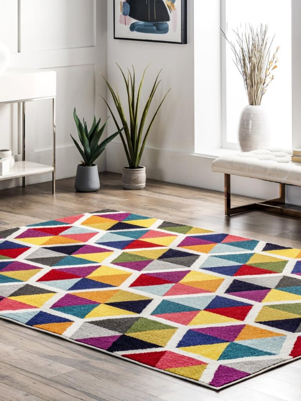 Maris Multicolor Geometric Power Loomed Area Rug, 4' x 6'